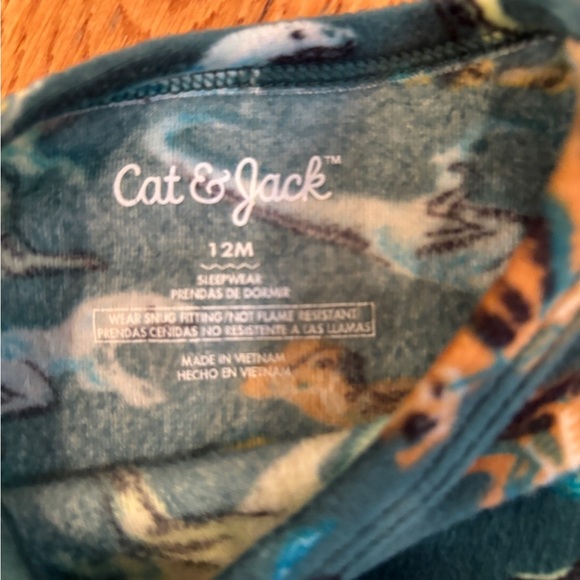 Cat & Jack Dinosaur fuzzy Print Kids Pajamas - Picture 3 of 3